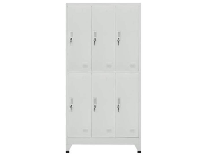 NKOPPFG Schließfachschrank mit 6 Fächern Stahl 90x45x180 cm Grau Kleiderstange, Namensschildfach, Kunststofffüße, Boden schützen, Stahl, leicht zu reinigen, einfache Montage