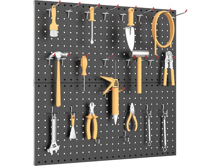 1 panneau perforé métallique pour mur de garage, outils de garage, établi, organisateur d'outils