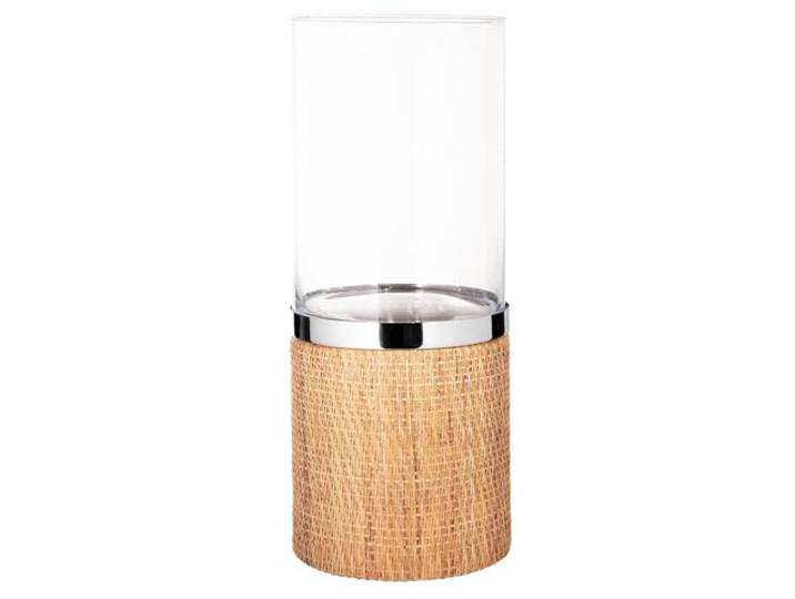 Fink großes Boden-Glas-Windlicht 48 cm Rattan Kerzenhalter für Stumpenkerzen
