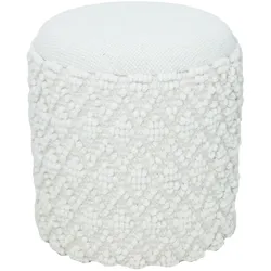 FineBuy, Hocker, Sitzhocker Runder Hocker mit Stauraum Wolle Ø 40 cm Weiss Beistellhocker