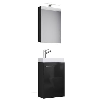 Waschtisch VCM "3-tlg Gäste WC Waschplatz Waschtisch Slito Schrank", schwarz, B:41cm T:22cm, Waschtische, Waschtisch