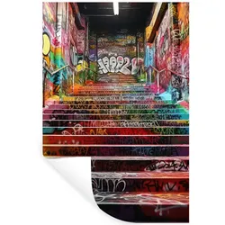 WANDTATTOO Treppe - Graffiti - Farben - Kunst Wandaufkleber 80x120 cm