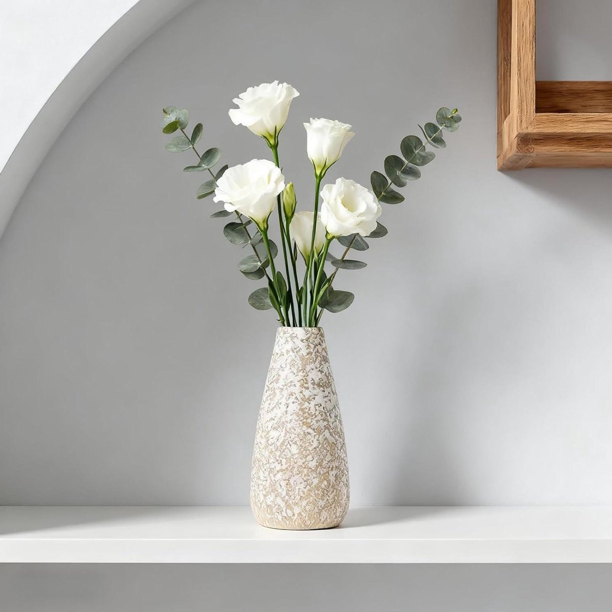 Handgemaakte witte mini keramische vaas voor decoratie, Hoogte: 165 cm