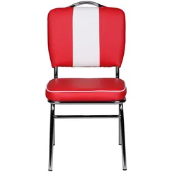 KADIMA DESIGN Esszimmerstuhl American Diner 50er Jahre Retro, Sitzfläche gepolstert mit Rücken-Lehne, Essstuhl Farbe Rot