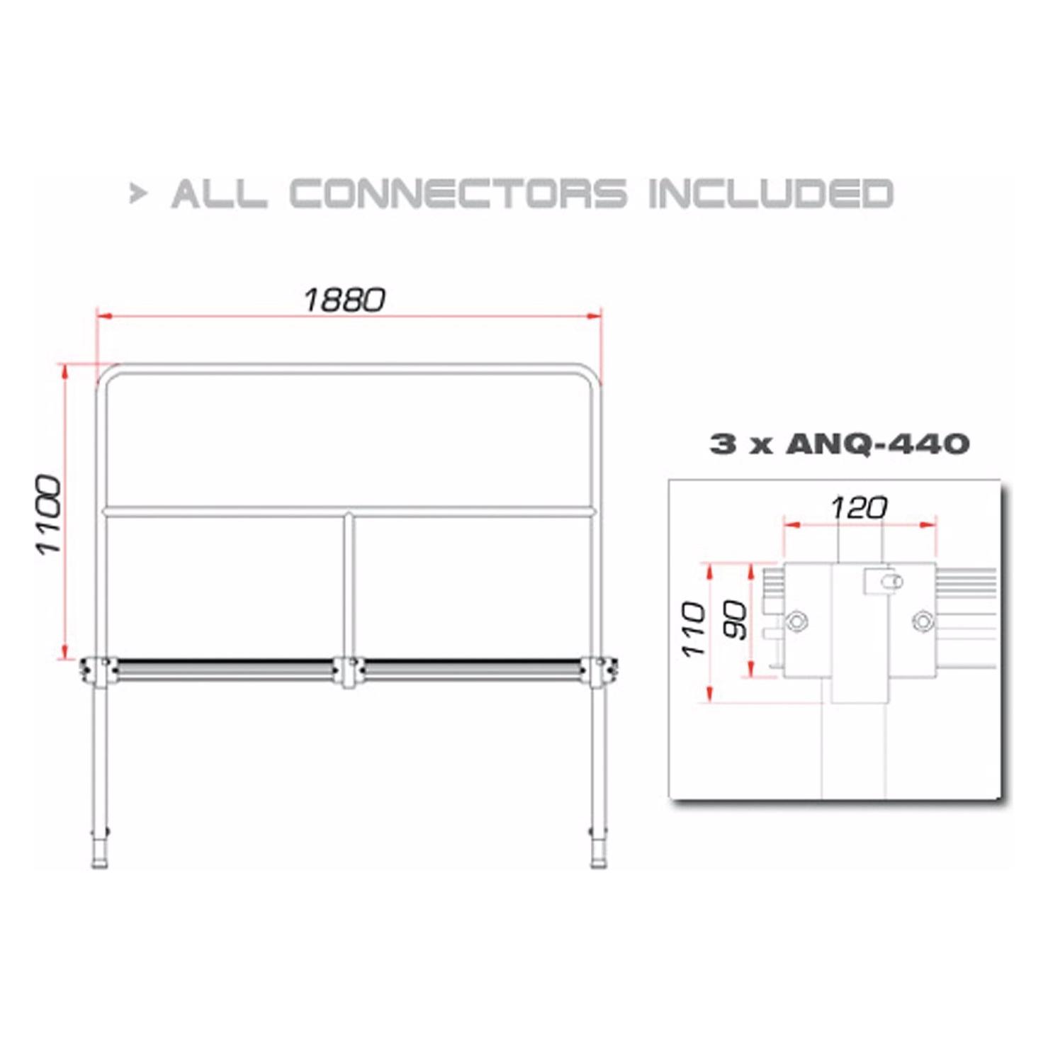 Guil TMQ-02/440 Bühnengeländer 188cm Aluminiumversion sw (80702848)
