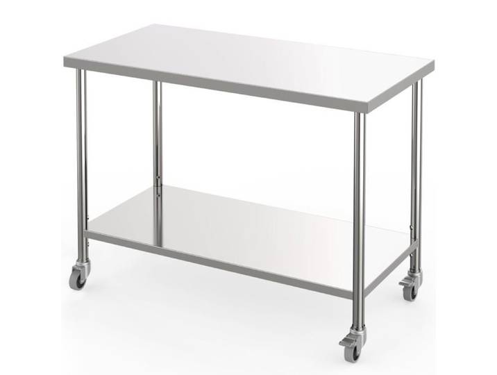 Table travail inox NSF 60 ×24  2 niveaux roulettes étagère inférieure réglable cuisine‑restaurant‑commercial