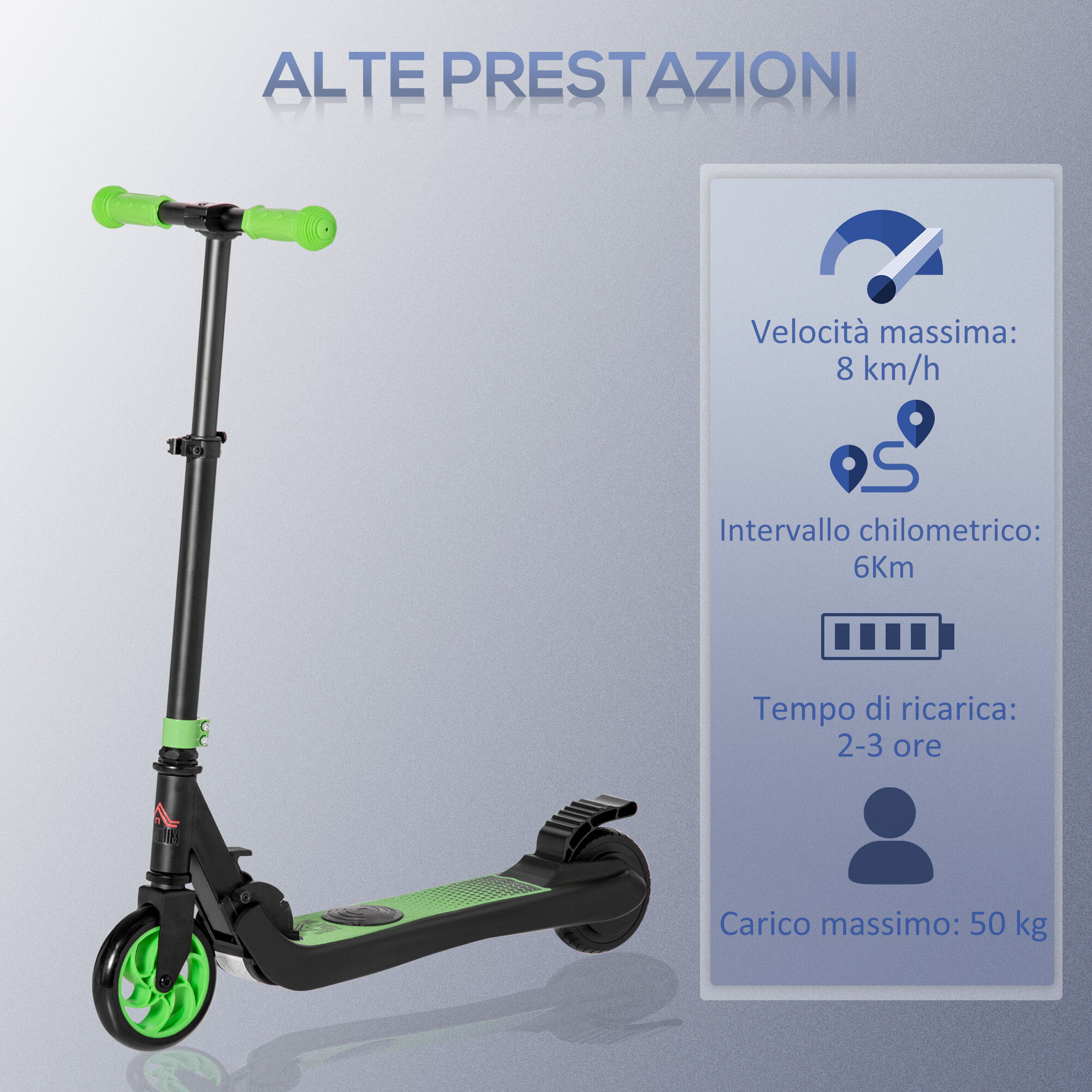 Altro Monopattino Elettrico Pieghevole Per Bambini 6+ Anni Ad Altezza Regolabile, 71x36.5x75-80 Cm, Nero E Verde