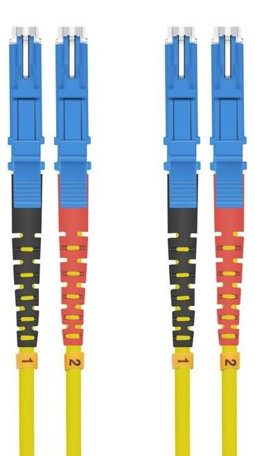 Helos vezeloptische patchkabel E2000/E2000 (LSH), dubbelkern, 9/125µm, OS2, geel, 2,0 meter
