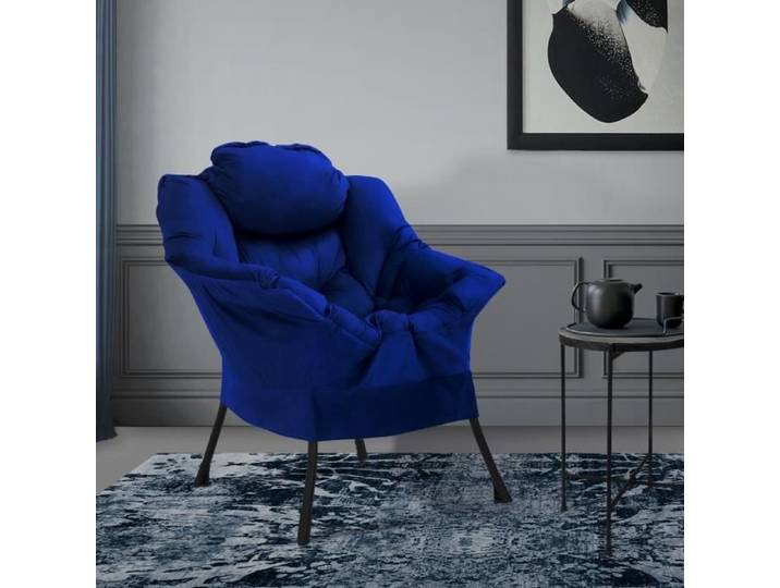 ML-Design Fauteuil relax bleu foncé Fauteuil de salon avec accoudoirs poche latérale Fauteuil télévision coussin Fauteuil lounge