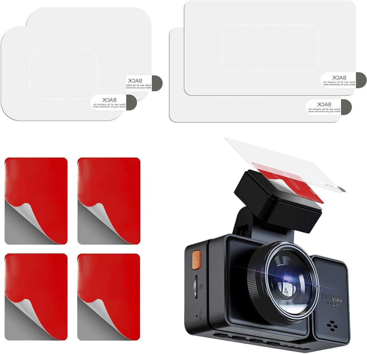 Transparante elektrostatische bevestigingsfolie voor dashcam, 3 x 4 cm