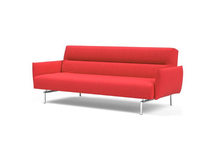 Schlafsofa mit Armlehnen Rot/Rot Webstoff Elegance 201 x 81 x 92cm mit Schlaffunktion Modern