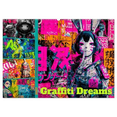 Graffiti Dreams - Cyberpunk Streetart (Wandkalender 2027 DIN A2 quer), CALVENDO Monatskalender