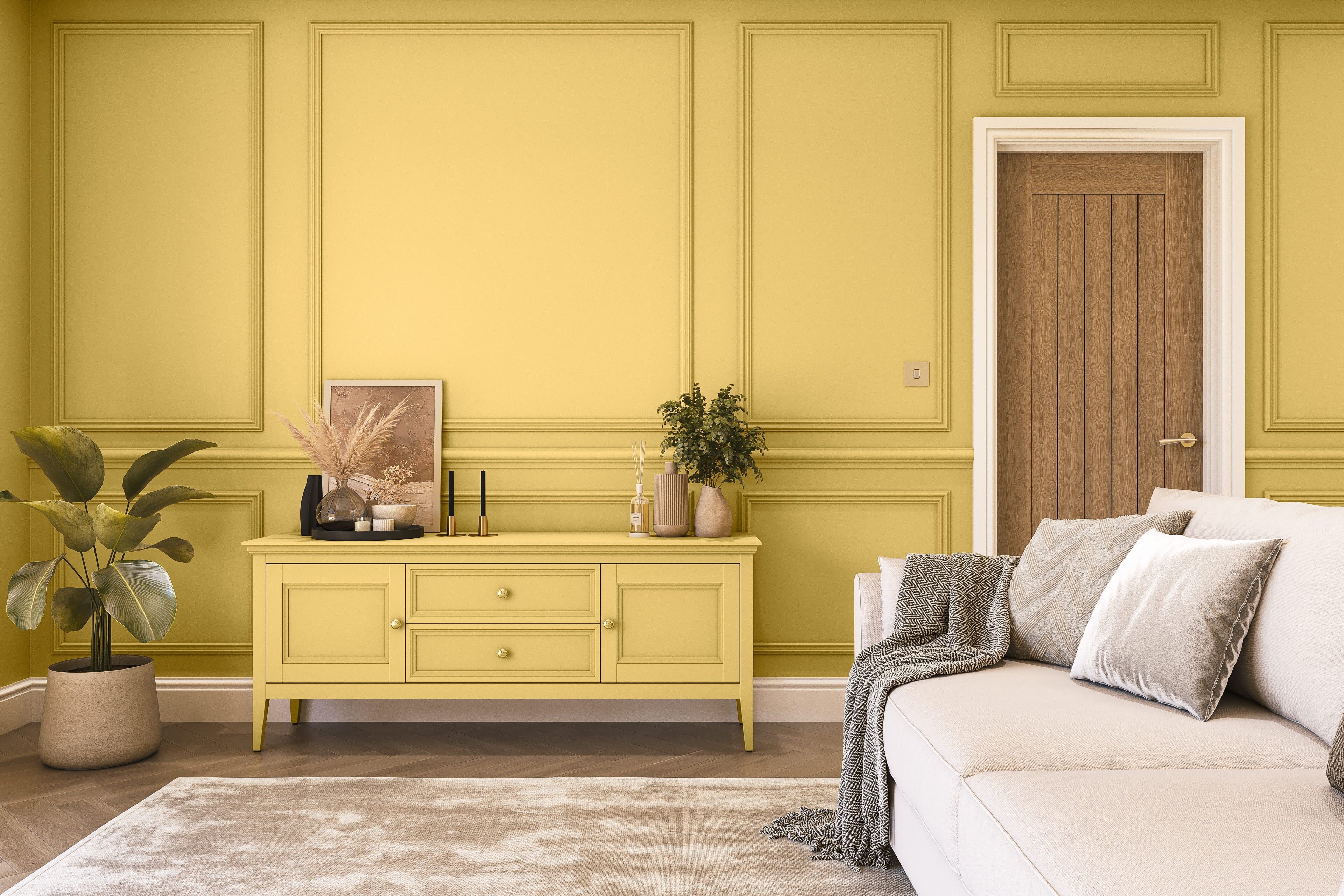 Hemway Peel and Stick Sample - Chalk Based Furniture Paint - Custard Yellow