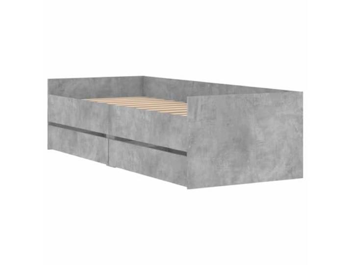 KTHLBRH Bett mit Schublade Sonoma Grau Kiefer massiv Robuste Struktur, einfache Montage, Verwendung im Innenbereich, Kapazität 100 kg