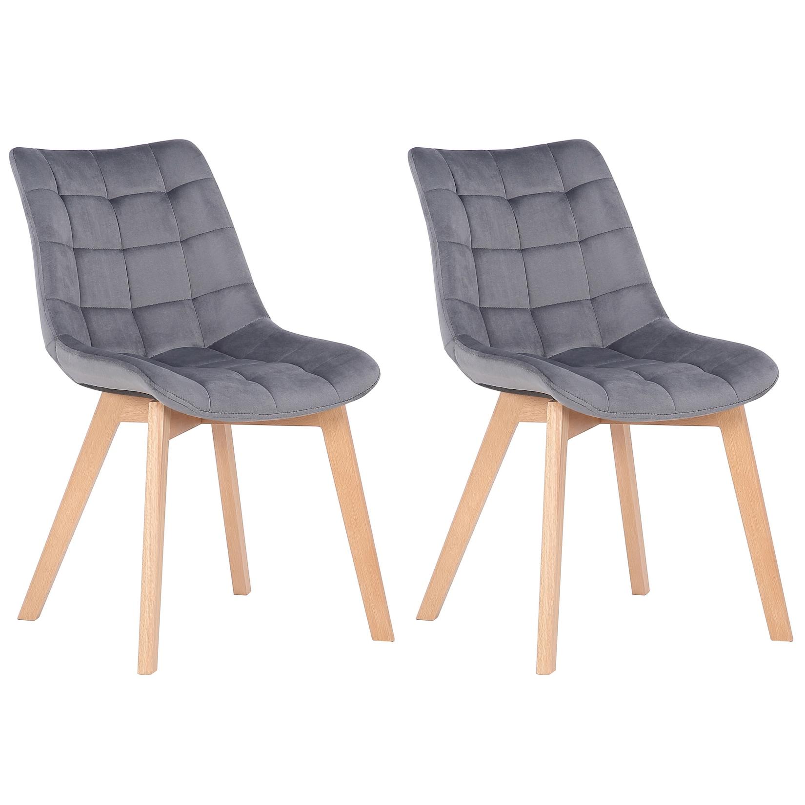 CLP 2er Set Esszimmerstühle Passaic Samt - Farbe: grau