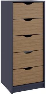 Loedds 5-Drawer Tall Dresser with Pull-Out Storage System - Blue/Multi