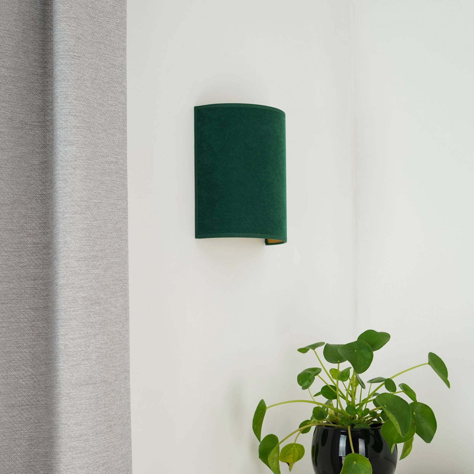 Wandlampe Semi Circle Duolla, dimmbar, grün, für Wohn- / Esszimmer, Textil / Stoff / Seide, Wandleuchte, Wandlampe Innen
