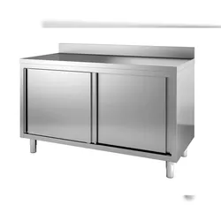 Chefgastro 700 Arbeitstisch Schiebetüren Aufkantung 1600 BxTxH 1600x700x850mm