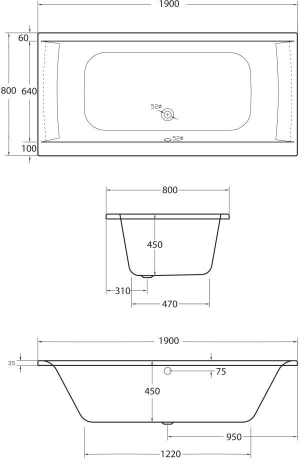 Ottofond Whirlpool-Badewannen-Komplettset Rosa 190 cm mit Armatur S2000