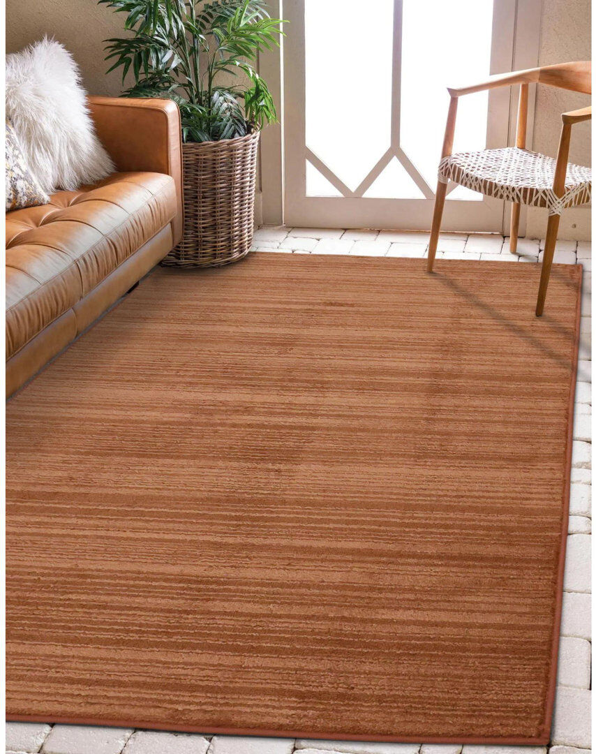 Latitude Run Rectangle Striped Dhurrie Orange Rectangle 100 x 160 cm