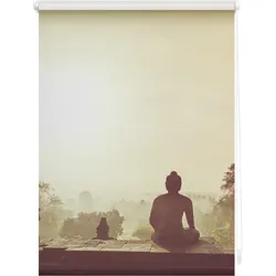 Lichtblick Rollo Klemmfix, ohne Bohren, blickdicht, Tempel Borobudur - Orange