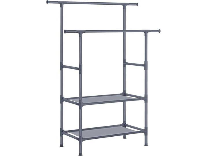 Portant à Vêtements Double Barre Portemanteau Penderie Organisateur Tringle en Métal avec Étagère à 2 ux Gris