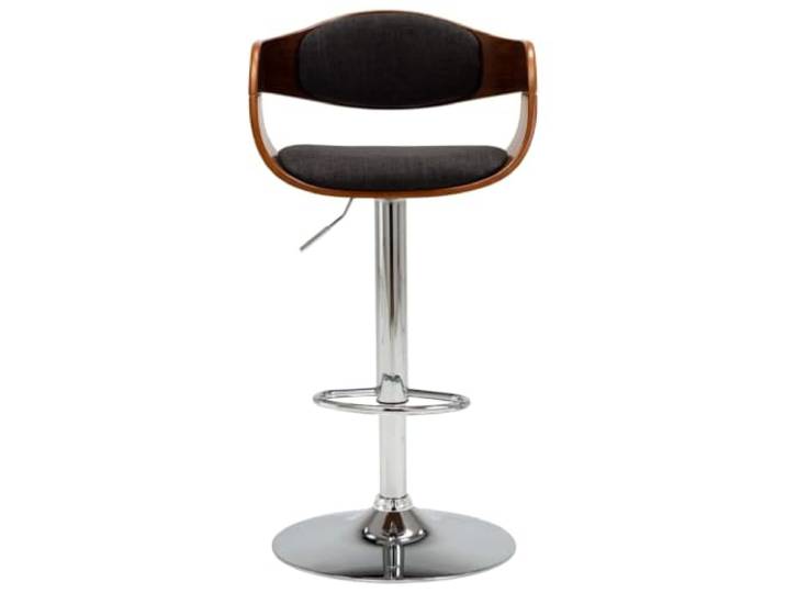 POUFGDR Barstuhl, Grau, aus gebogenem Holz, mit verchromtem Metallsockel Gepolsterte Textilsitzfläche, integrierte Fußstütze, 110 kg Tragkraft, ergonomisches Design, für den Innenbereich