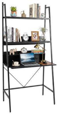 Costway 71” High Freestanding Laptop Desk with Open Shelves for Living Room Bedroom Study-Black