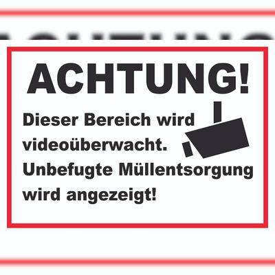 HB-Druck Achtung Videoüberwachung Unbefugte Müllentsorgung wird angezeigt Schild A6 (105x148mm)
