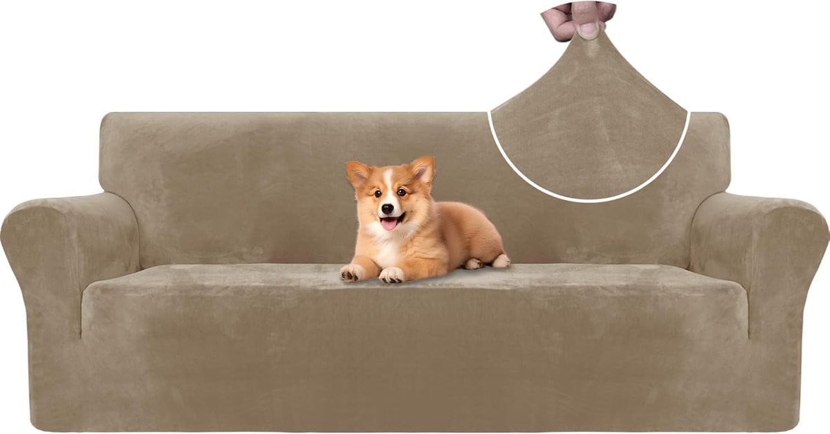Fluwelen Stretch Bankhoes 3 Zits - Universele Sofahoes voor de Woonkamer - Krasbestendig en Elastisch