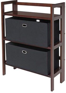 Winsome Wood Torino 3-PC Set Folding Bookcase w/ Fabric Basket