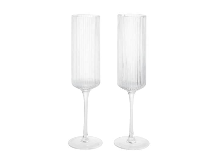 Ferm Living Flûtes à champagne Ripple 15 cl, 2 pièces Clear