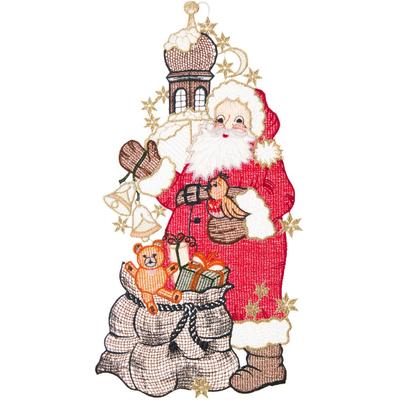 Fensterbild "Fensterbild "Santa Claus"(langer Mantel) farbig", rot (bunt), B:18cm H:37cm, Polyester, W. REUTER & SOHN - PLAUENER SPITZE, Fensterbilder, Fensterdekoration