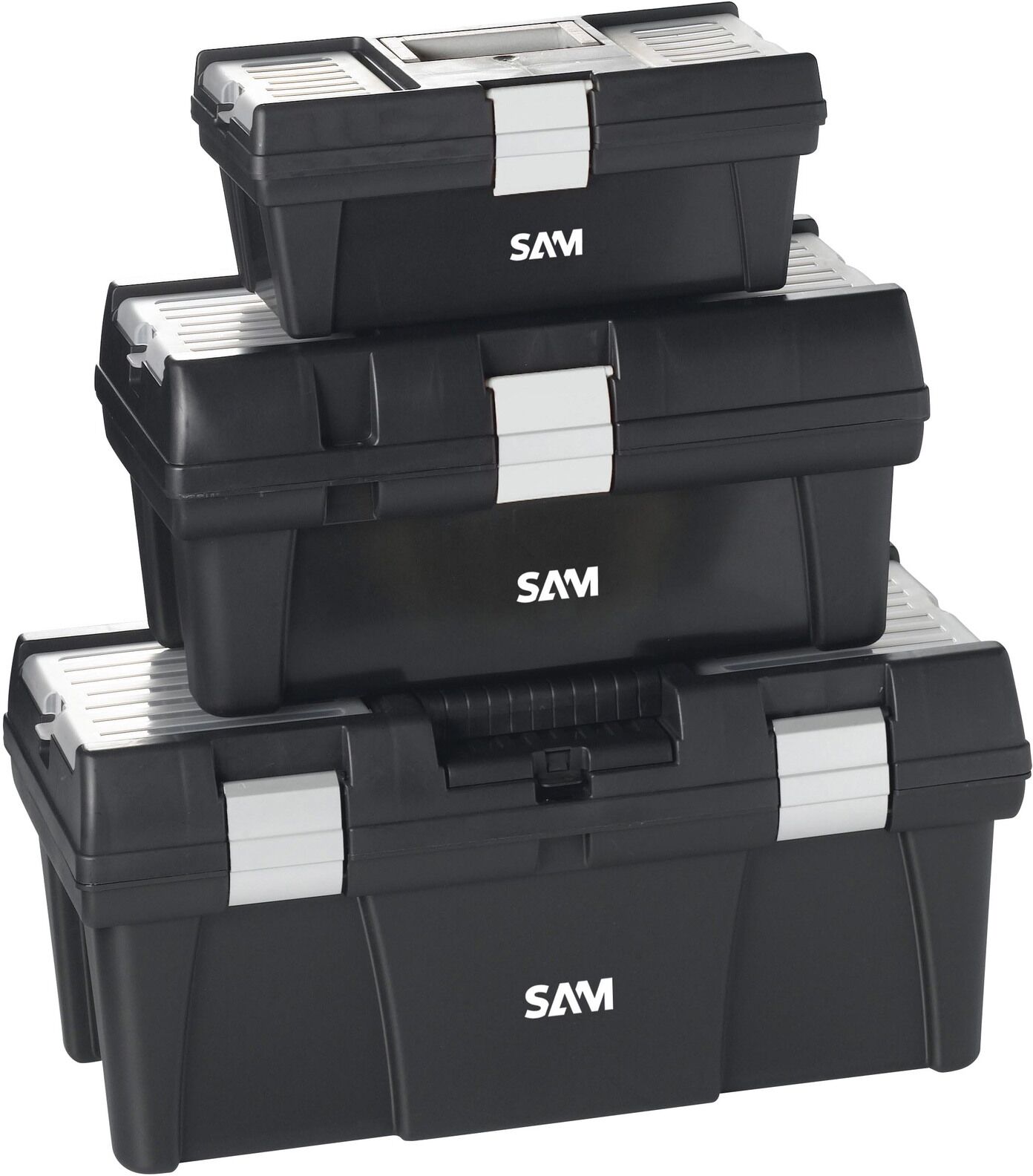 Lot de 3 caisses à outils en PVC SAM OUTILLAGE CAO-PACK Noir