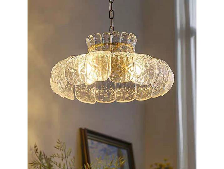 Lampe suspendue vintage en verre effet glace fondue, style Murano, pour salle à manger, chambre à coucher, lampe de designer médiévale en cuivre