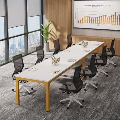 OEM Rectangle 13FT Large Conference Table Set of 2, 78.74-Inch Meeting Seminar Table, Long Business Table