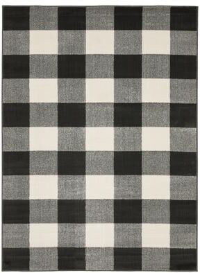 Vista Home Bellingham Gingham Plaid Dark Charcoal Grey/Off-White Rug-