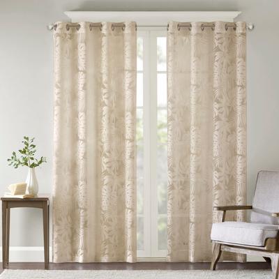 Madison Park Leilani Palm Leaf Burnout Window Curtain Sheer
