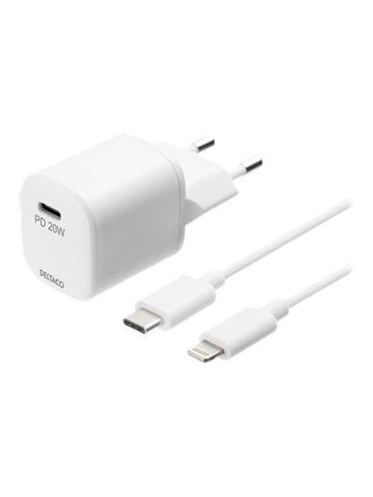 Deltaco USB wall charger USB-C PD 20 W includin