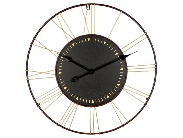 GILDE Horloge Murale Mesa en métal – Ronde – Ø 60 cm – Finition Antique – Noir avec Motif – Horloge Classique