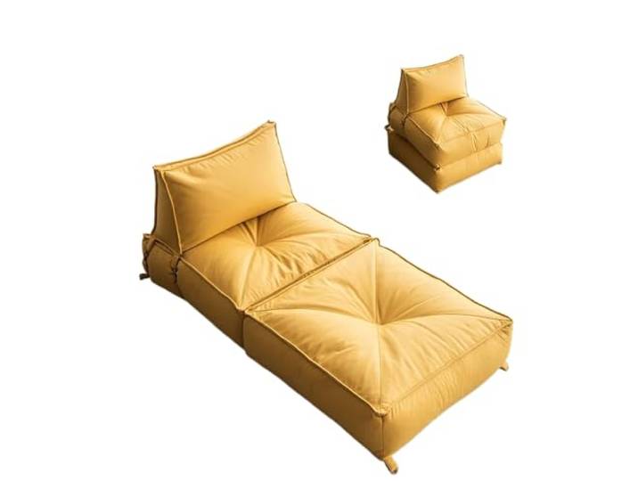 Xumh2024-3 Sitzsack Klappbarer Lazy Sofa Chair, Einzelliege mit Rückenlehne, Tatami-Bodenliege(Yellow)