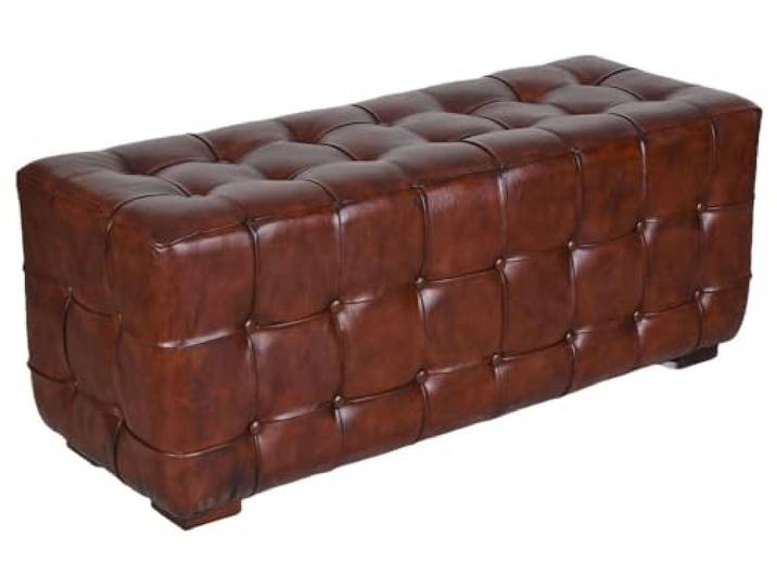PALAZZO INT Chesterfield Lederbank „Sherlock Holmes“ – Vintage Sitzbank im britischen Stil mit Knopfheftung, Echtleder-Bezug, 120×44×48 cm, handgearbeitetet für Flur, Schlafzimmer & Wohnzimmer