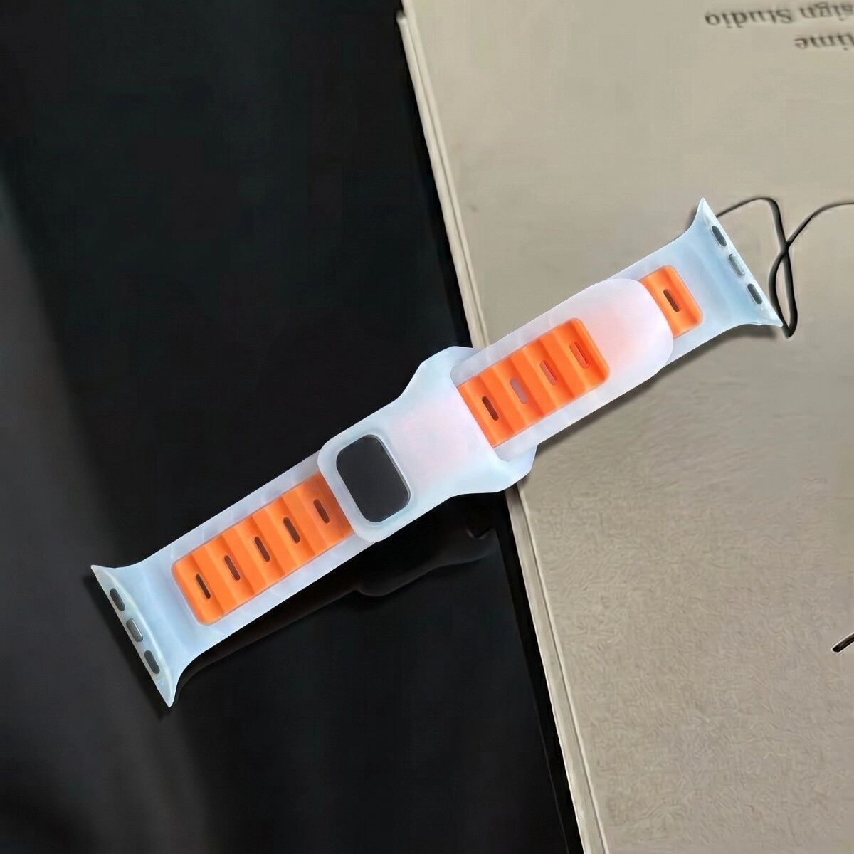 INF Flüssigsilikon-Uhrenarmband, kompatibel mit Apple iWatch Series, Jelly-Farben – 49mm Orange