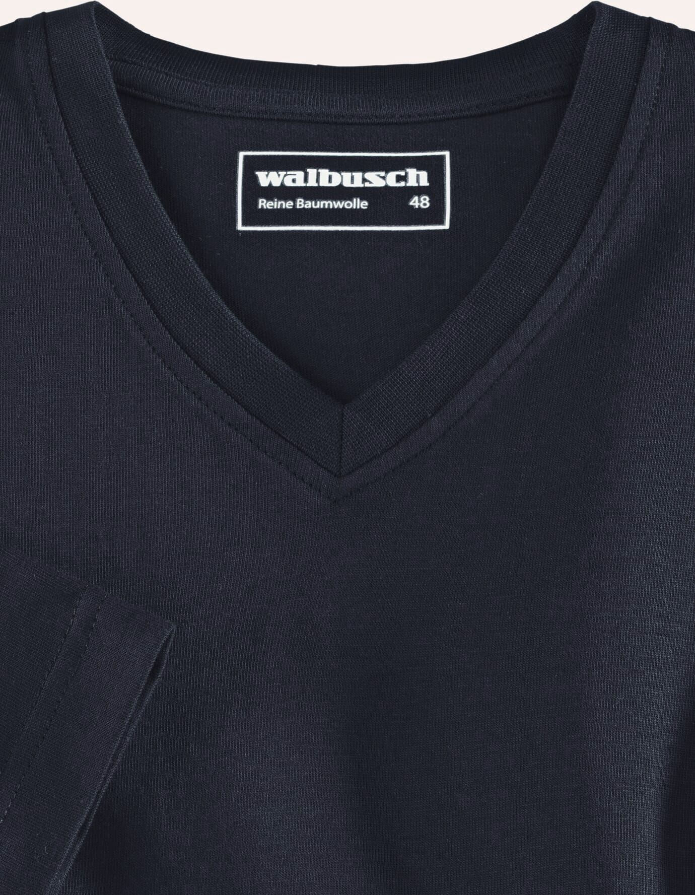 Walbusch T-Shirt V-Ausschnitt, , Farbe Blau, 54, supergekämmte Baumwolle formbeständig Herren