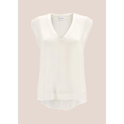 Blusentop MADELEINE "Blusentop Langes Blusentop im Layer-Look", Damen, Gr. 40, weiß, Obermaterial: 100% Polyester PES., Modern, normal, V-Ausschnitt, Blusen Blusentop