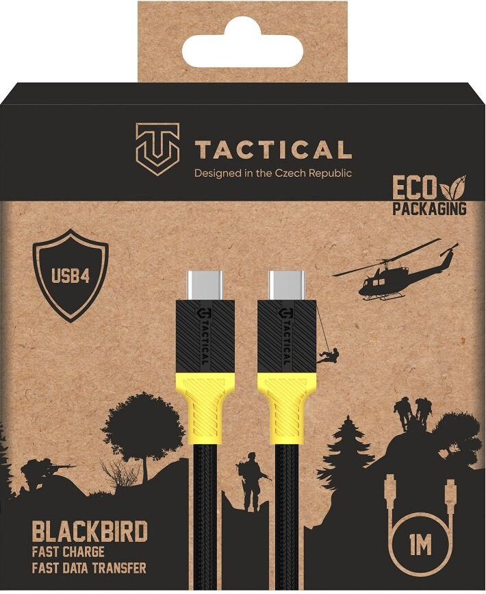 Tactical BlackBird USB4-kabel, 1 meter, zwart/geel