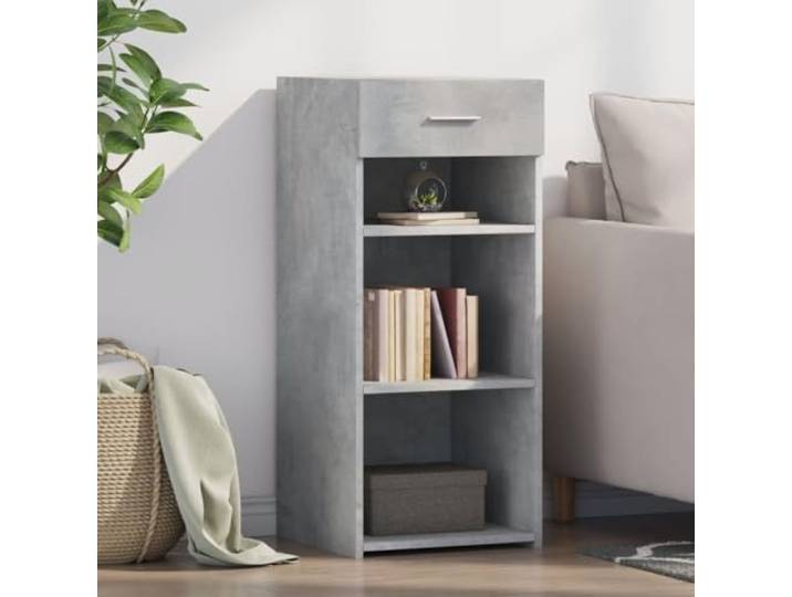 HEFZGDB Klassisches Sideboard mit Schublade aus Holzwerkstoff, stabiles Sideboard für die Wohnungseinrichtung, modernes mit zeitlosem Design und viel Stauraum, Betongrau 40x42,5x93 cm