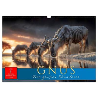 Gnus - die großen Wanderer (Wandkalender 2027 DIN A3 quer), CALVENDO Monatskalender