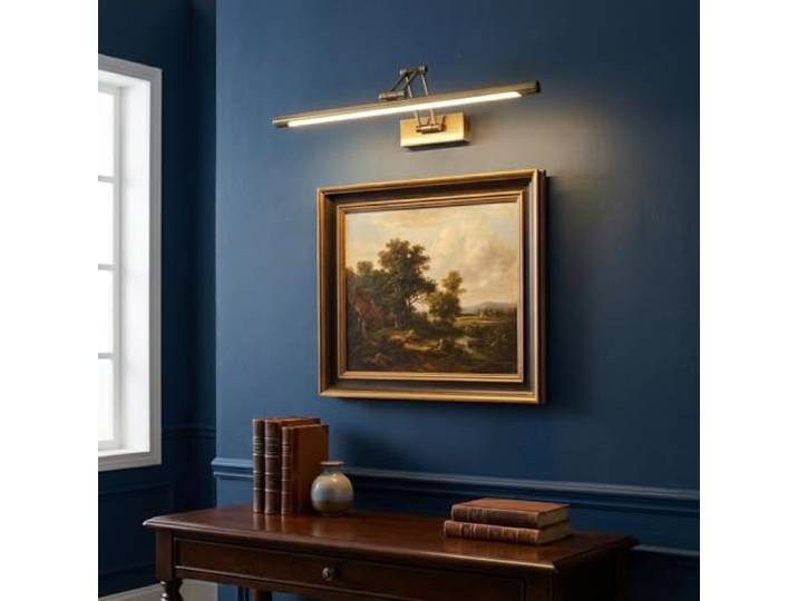 Alpinaluz Aplique LED pour Tableaux 60 cm 12W en Aluminium Couleur Cuivre Vieilli – Bras Double Articulé Orientable sur 3 Axes\, Lumière Chaude 2800K\, Design Moderne Élégant pour Éclairage Intérieur