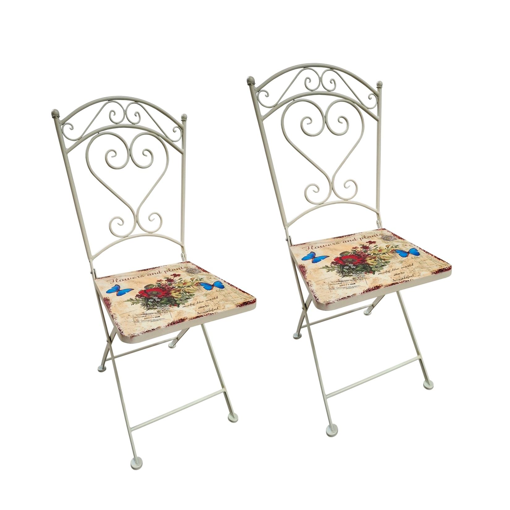 HTI-Line Metallstuhl 2er Set Flowers and Plants